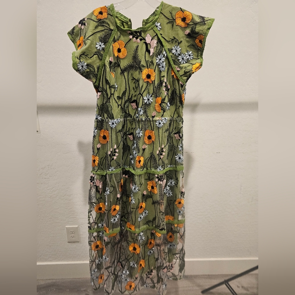 JessaKae Green Floral Kids Dress